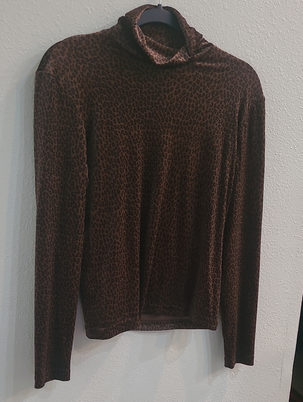 Sno Skins Vintage Made In Usa Brown Leopard Print Turtleneck Top Size Med